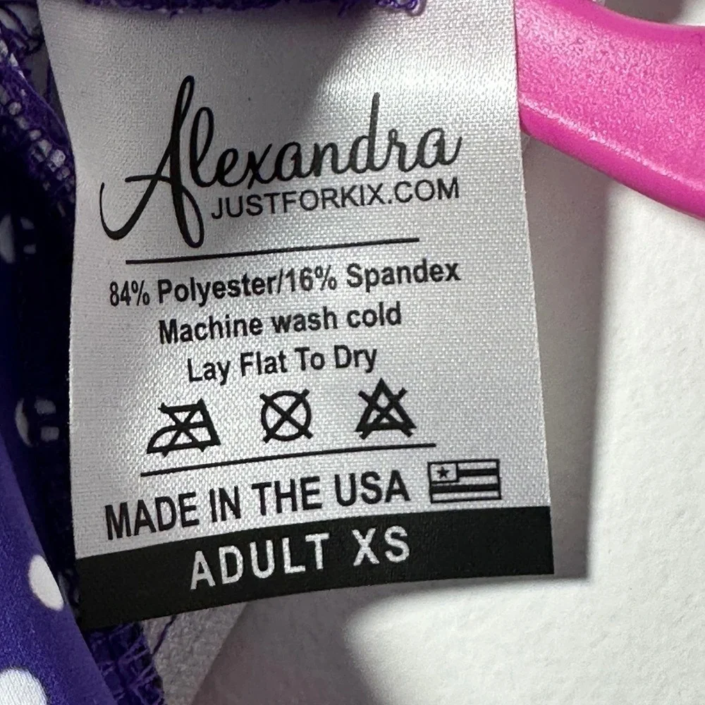 Alexandra collection Purple Polka Dot Western Trompe L'oeil Leotard Adult XS